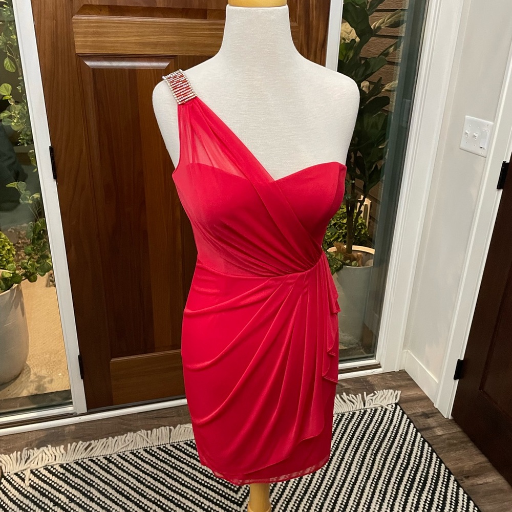 NWT Cache Red One Shoulder Dress Size 2
